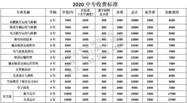 石家莊東華鐵路學(xué)校收費