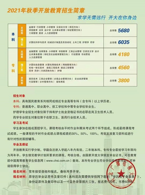 河北國家開放大學學費